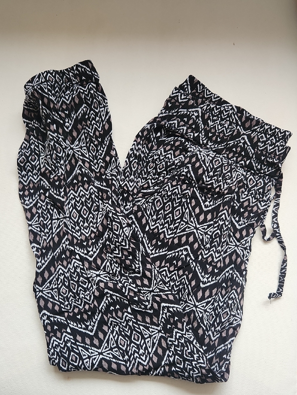 Garage Black, White & Taupe Aztec Print Joggers